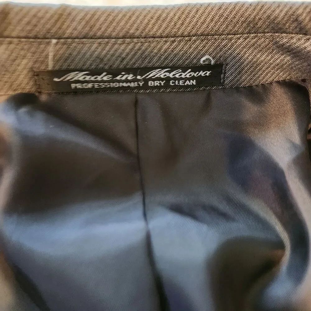 Wool Blend Brassero Made In Moldova Gray Suit Jacket Sport Coat Blazer 42R/36W